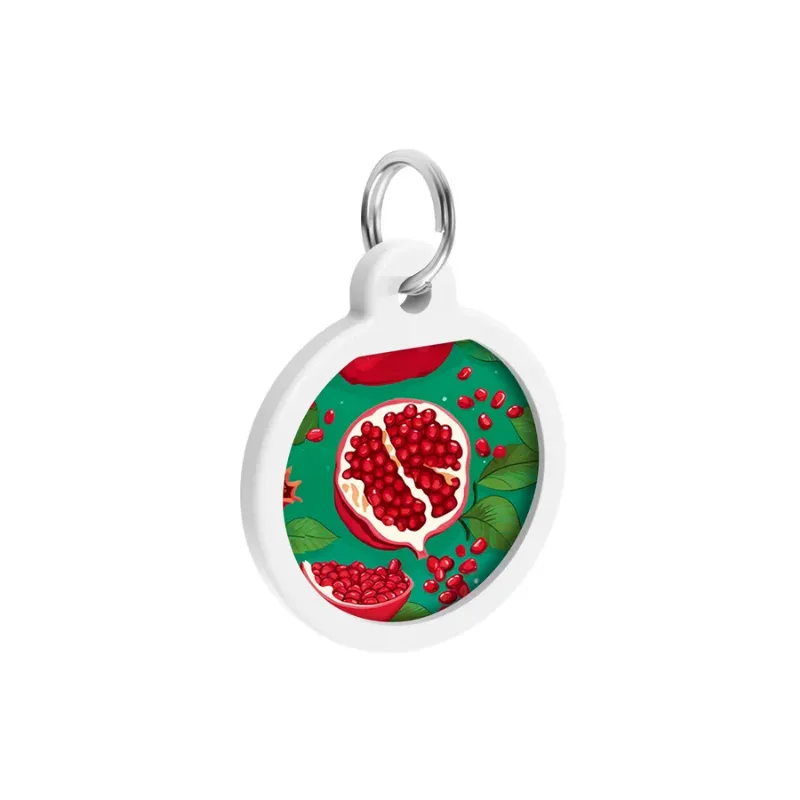 Адресник для собак і котів металевий, коло «Гранати», S WAUDOG Smart ID Tag Pomegranates