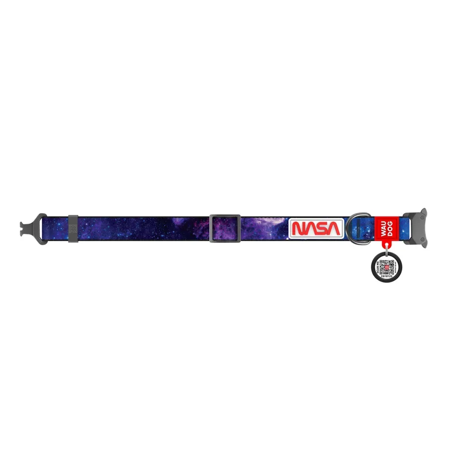 Нашийник для собак нейлоновий «NASA21», металева пряжка, XL WAUDOG Nylon Collar NASA21