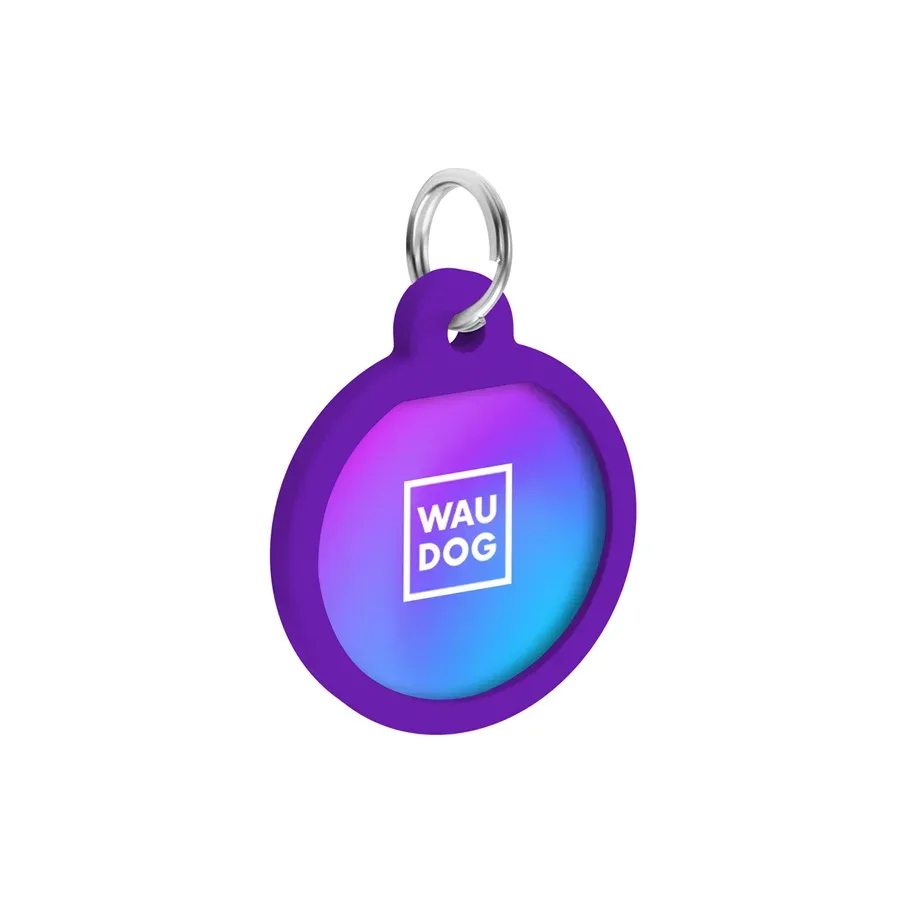Адресник для собак и котов металлический, круг «Градиент фиолетовый», S WAUDOG Smart ID Tag Purple Gradient