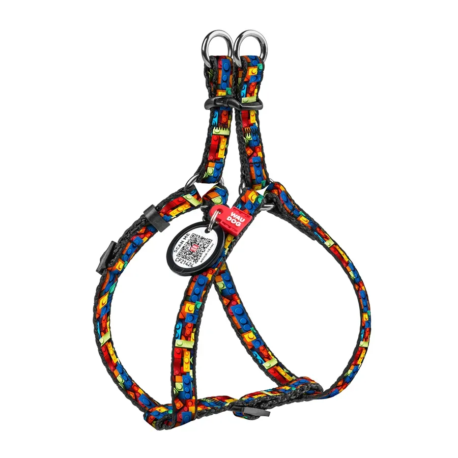 Шлея для котов и мелких пород собак «Блоки», XS WAUDOG Nylon Harness Blocks