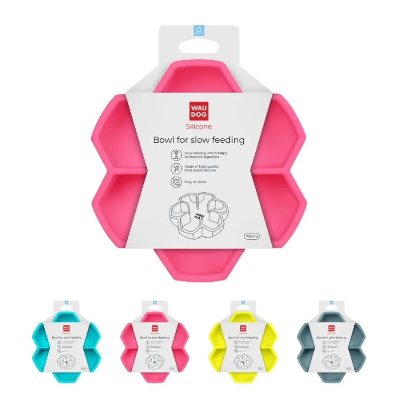 Миска для медленного кормления, 750 мл, розовый WAUDOG Silicone Bowl