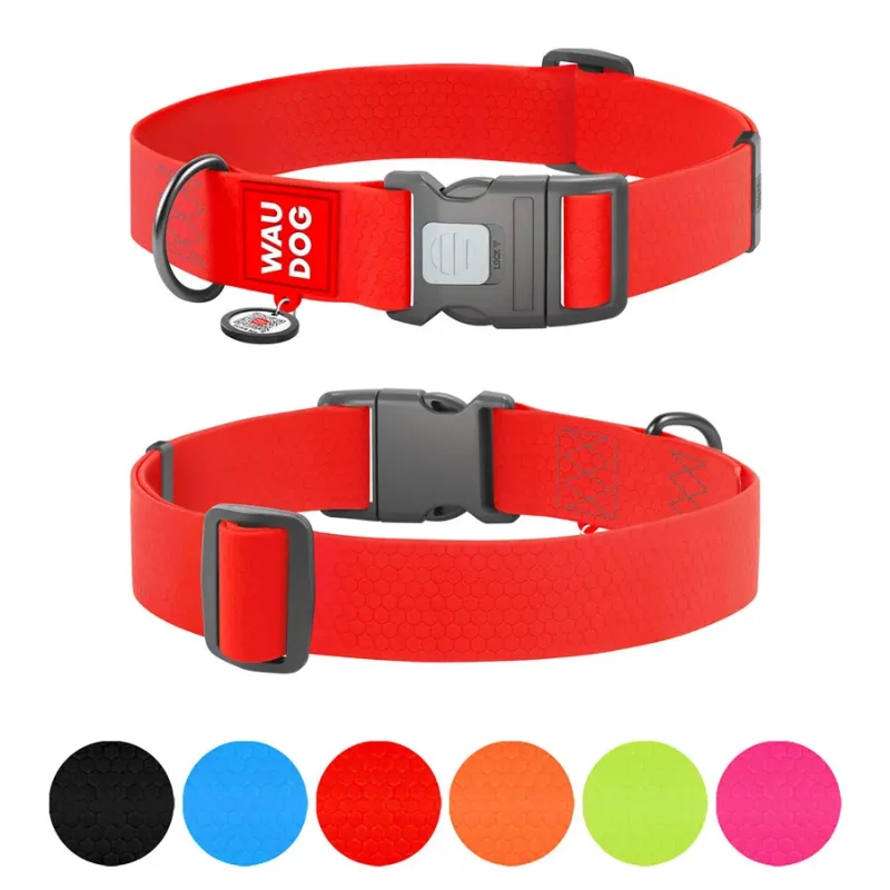 Ошейник для собак водостойкий, пластиковая пряжка, XXL, красный WAUDOG Waterproof Collar