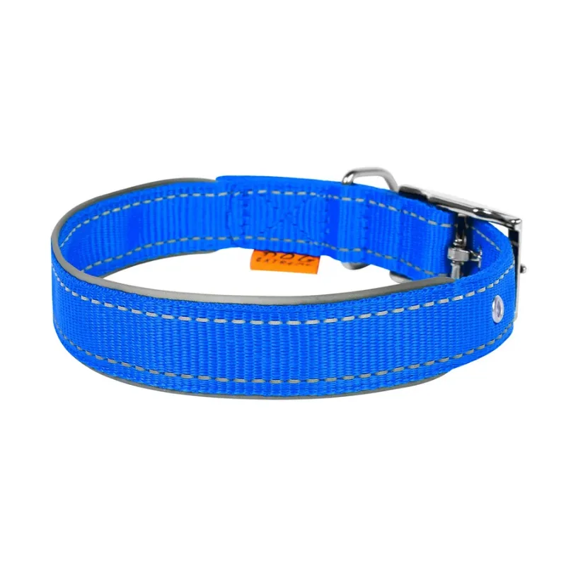 Ошейник нейлоновый двойной со светоотражающей вставкой, XL, голубой Dog Extreme Collar