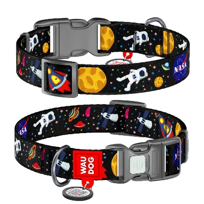 Нашийник для собак нейлоновий «NASA», пластикова пряжка, S WAUDOG Nylon Collar NASA