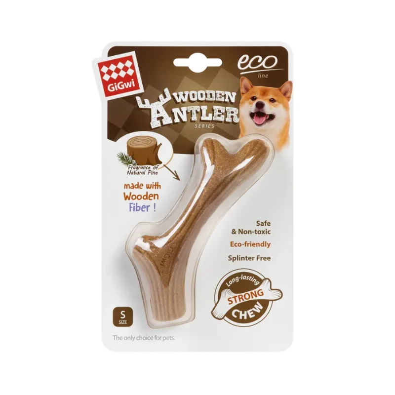 Игрушка для собак Рог жевательный, дерево, полимер, S GiGwi Wooden Antler Horn Toy