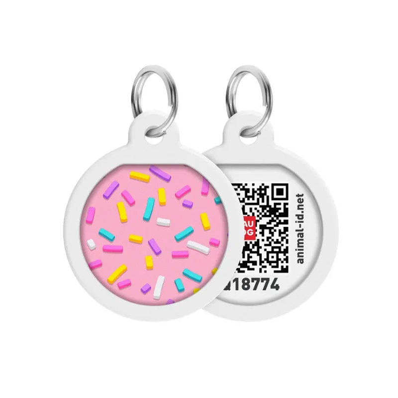 Адресник для собак та котів металічний, круг «Маршмеллоу», S WAUDOG Smart ID Tag Marshmallow