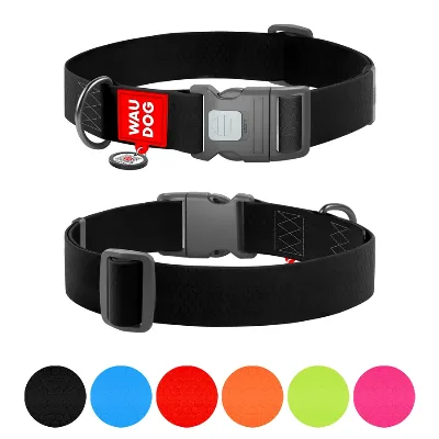 Нашийник для собак водостійкий, пластикова пряжка, XXL, чорний WAUDOG Waterproof Collar