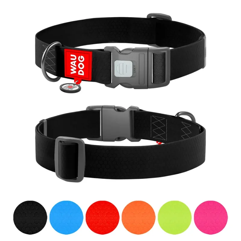 Нашийник для собак водостійкий, пластикова пряжка, XXL, чорний WAUDOG Waterproof Collar