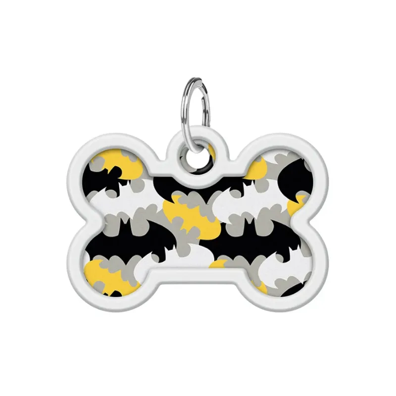 Адресник для собак и котов металлический, кость «Бэтмен узор», M WAUDOG Smart ID Tag Batman Pattern
