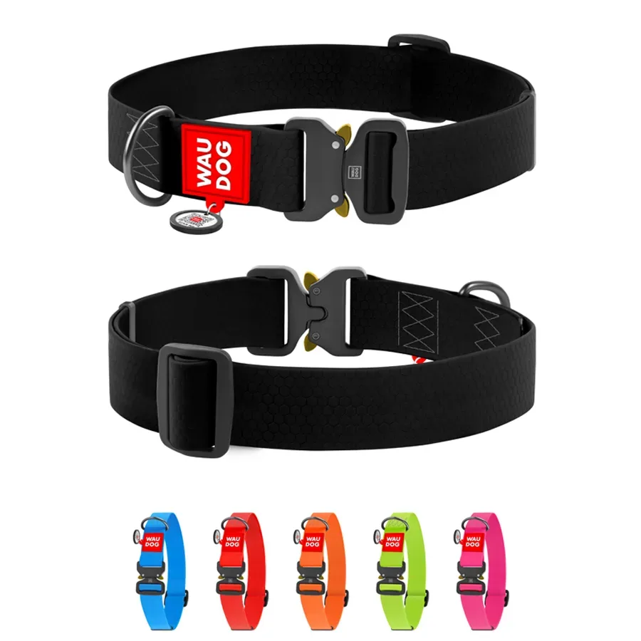 Ошейник для собак водостойкий, металлическая пряжка, XXL, черный WAUDOG Waterproof Collar