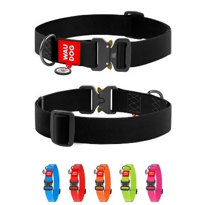 Нашийник для собак водостійкий, металева пряжка, XXL, чорний WAUDOG Waterproof Collar