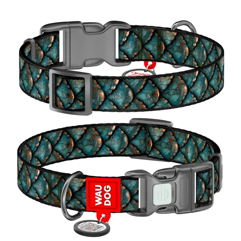 Нашийник для собак нейлоновий «Луска», M WAUDOG Nylon Collar Scales