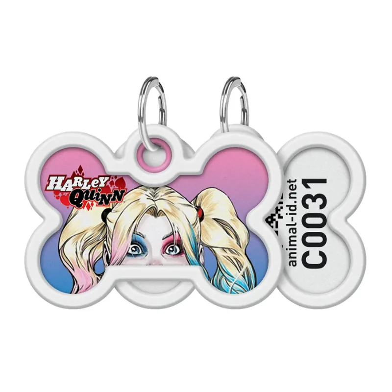 Адресник для собак і котів металевий, кістка «Харлі Квінн», M WAUDOG Smart ID Tag Harley Quinn