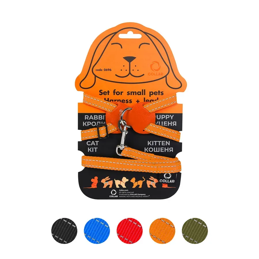 Шлея з нейлону на планшеті для кроликів, S, помаранчевий Dog Extreme Harness with Leash