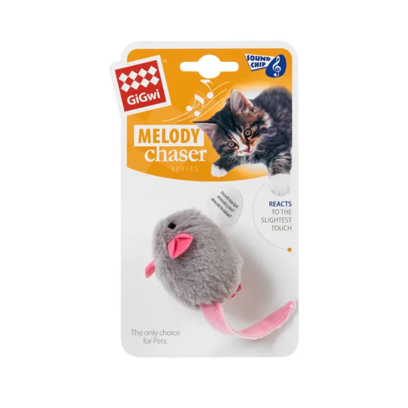 Іграшка для котів Мишка з електронним чипом, штучне хутро, 6 см GiGwi Melody chaser Mouse Sound Chip Toy