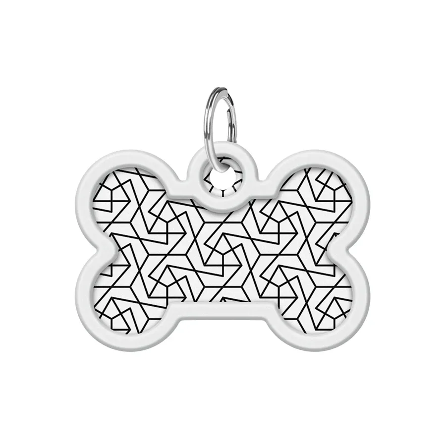 Адресник для собак і котів металевий, кістка «Геометрія», M WAUDOG Smart ID Tag Geometry