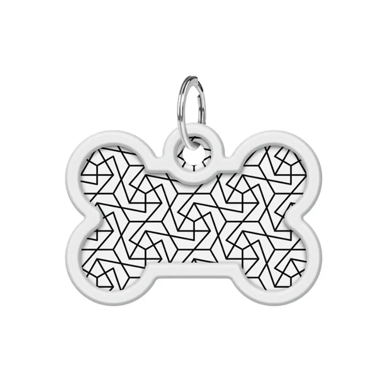 Адресник для собак і котів металевий, кістка «Геометрія», M WAUDOG Smart ID Tag Geometry