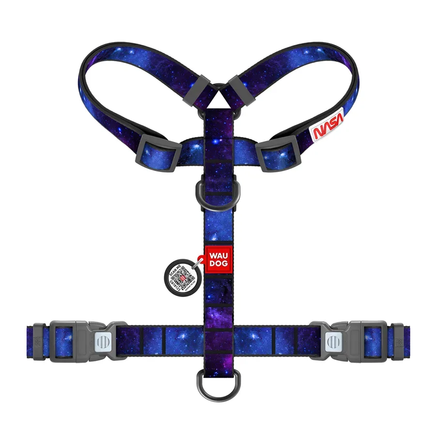 Шлея для собак анатомічна H-подібна «NASA21», M WAUDOG Nylon Anatomic Harness NASA21