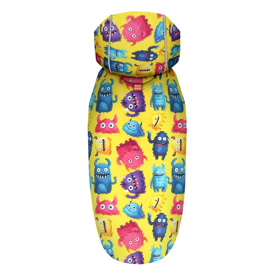 Дощовик-накидка з капюшоном для собак «Мохнаті монстри», S WAUDOG Clothes Dog Raincoat Furry Monsters