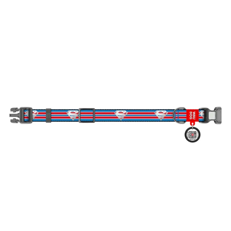 Нашийник для собак нейлоновий, світловідбивний «Супермен ретро», S WAUDOG Nylon DC Comics Collar Superman Retro