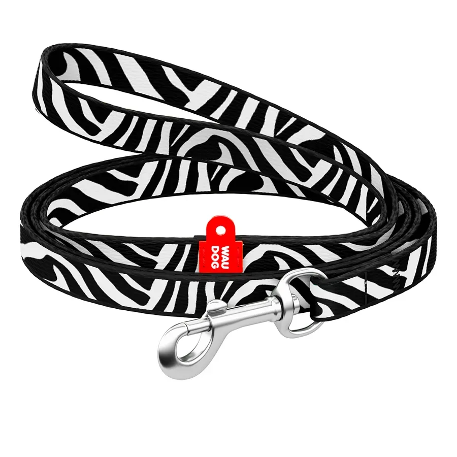 Повідець для котів та дрібних порід собак нейлоновий «Зебра», XS WAUDOG Nylon Leash Zebra