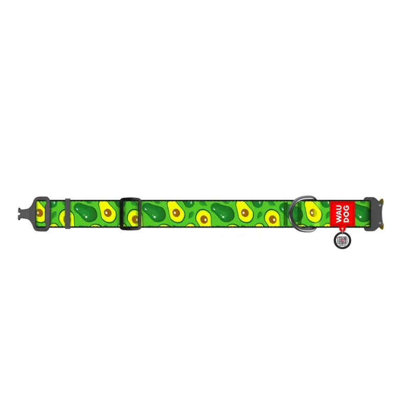 Ошейник для собак нейлоновый «Авокадо», металлическая пряжка, XXL WAUDOG Nylon Collar Avocado