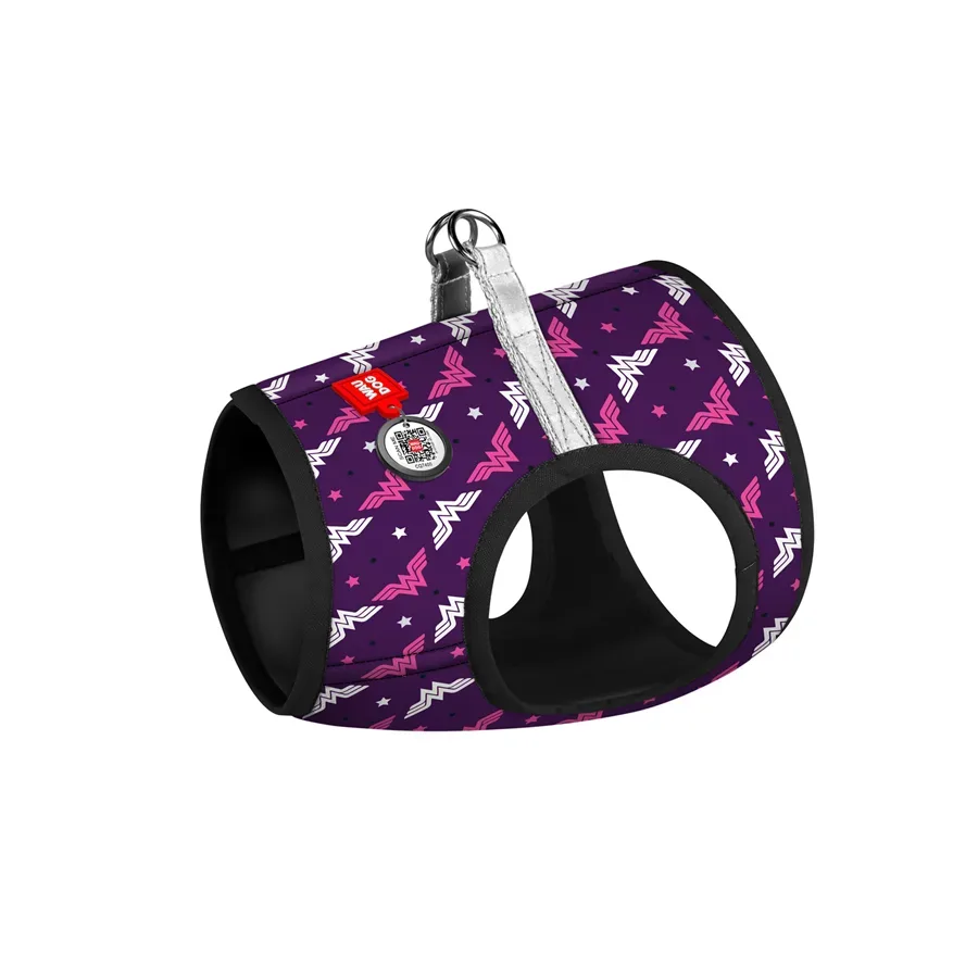 Шлея для собак мягкая «Чудо-женщина фиолет», S1 WAUDOG Clothes Soft Harness Wonder Woman Violet