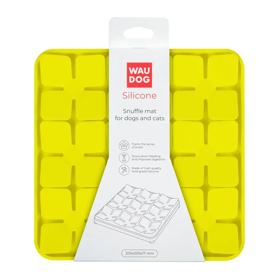 Коврик для поиска корма, 205х205х17 мм, желтый WAUDOG Silicone Snuffle Mat