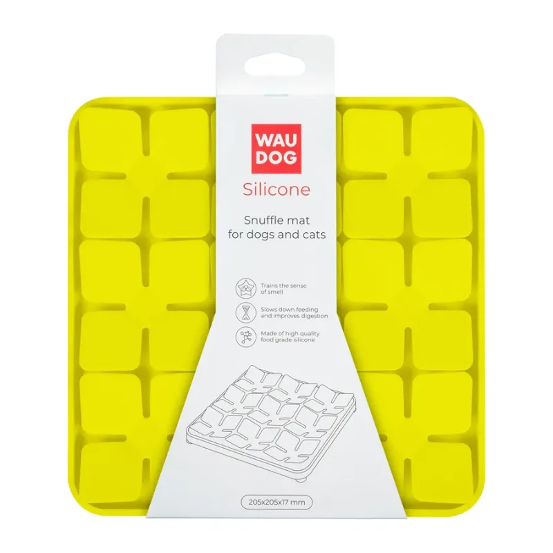 Коврик для поиска корма, 205х205х17 мм, желтый WAUDOG Silicone Snuffle Mat