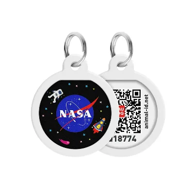 Адресник для собак та котів металічний, круг «NASA», S WAUDOG Smart ID Tag NASA