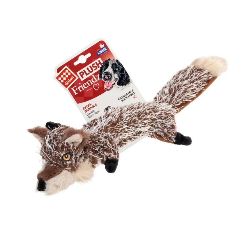 Игрушка для собак Волк с пищалками, текстиль, 37 см GiGwi Plush Friendz Wolf Plush Toy