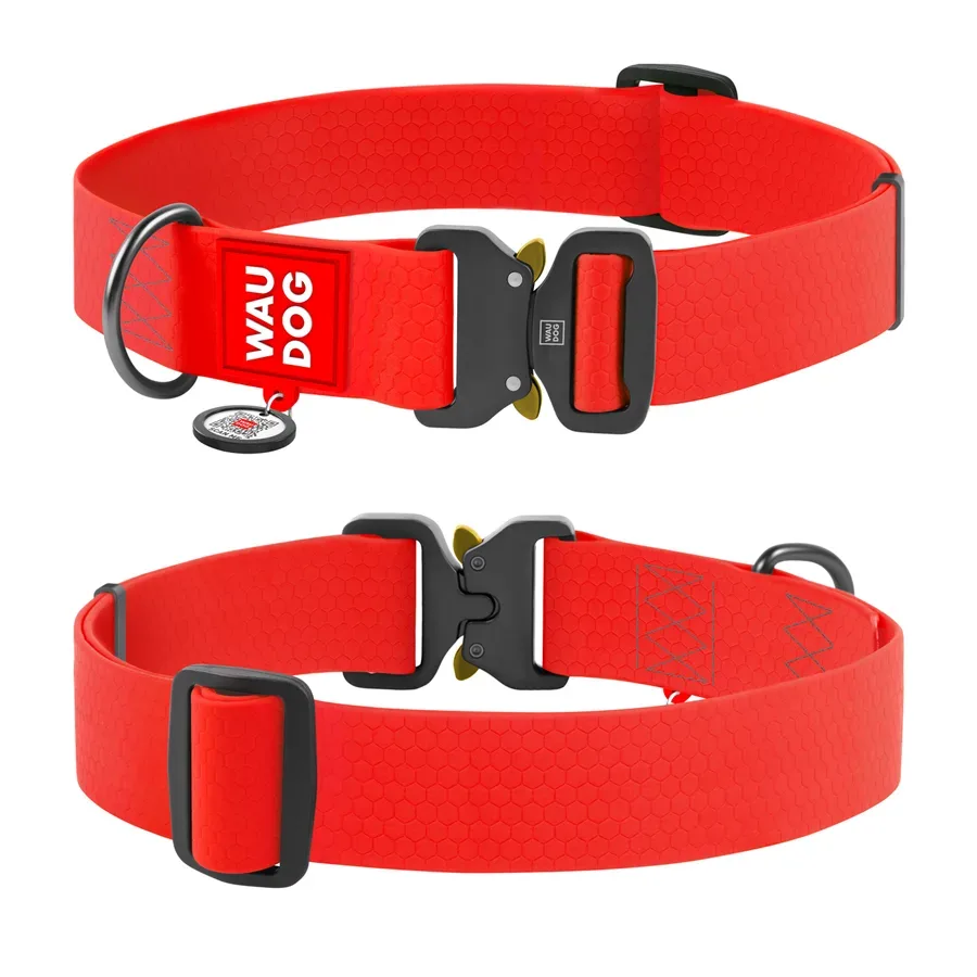 Нашийник для собак водостійкий, металева пряжка, XXL, червоний WAUDOG Waterproof Collar