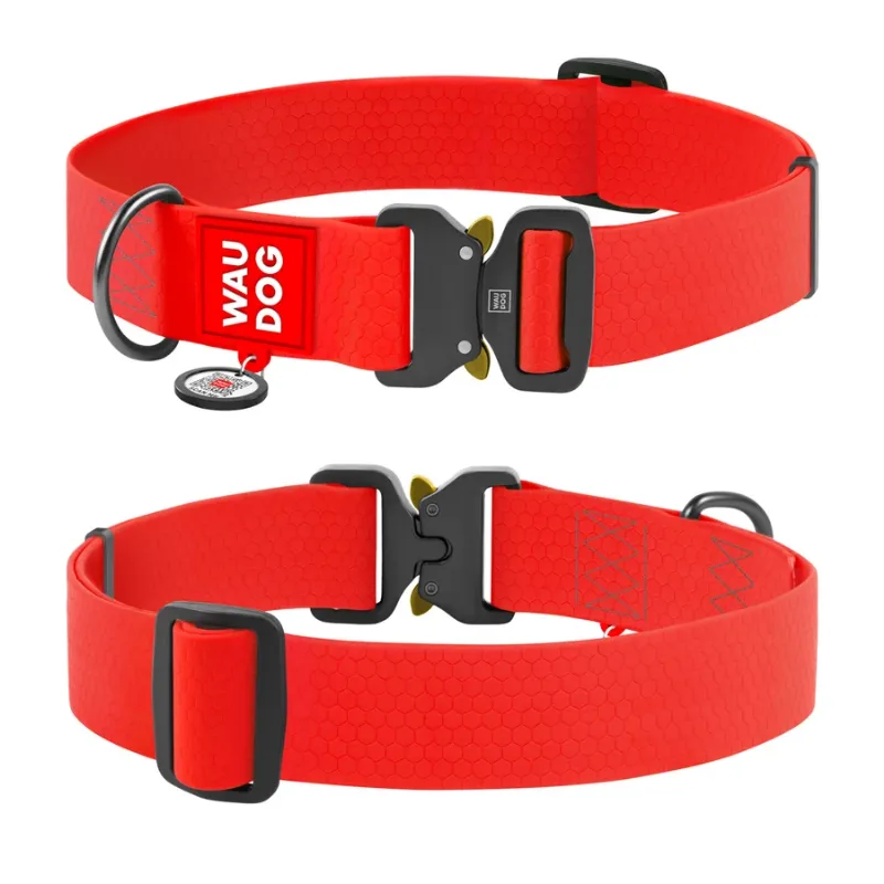 Нашийник для собак водостійкий, металева пряжка, XXL, червоний WAUDOG Waterproof Collar