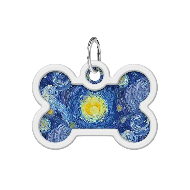 Адресник для собак і котів металевий, кістка «Водяні лілії», M WAUDOG Smart ID Tag Water Lilies