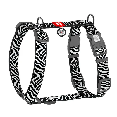 Шлея для собак анатомічна H-подібна «Зебра», XL WAUDOG Nylon Harness Zebra