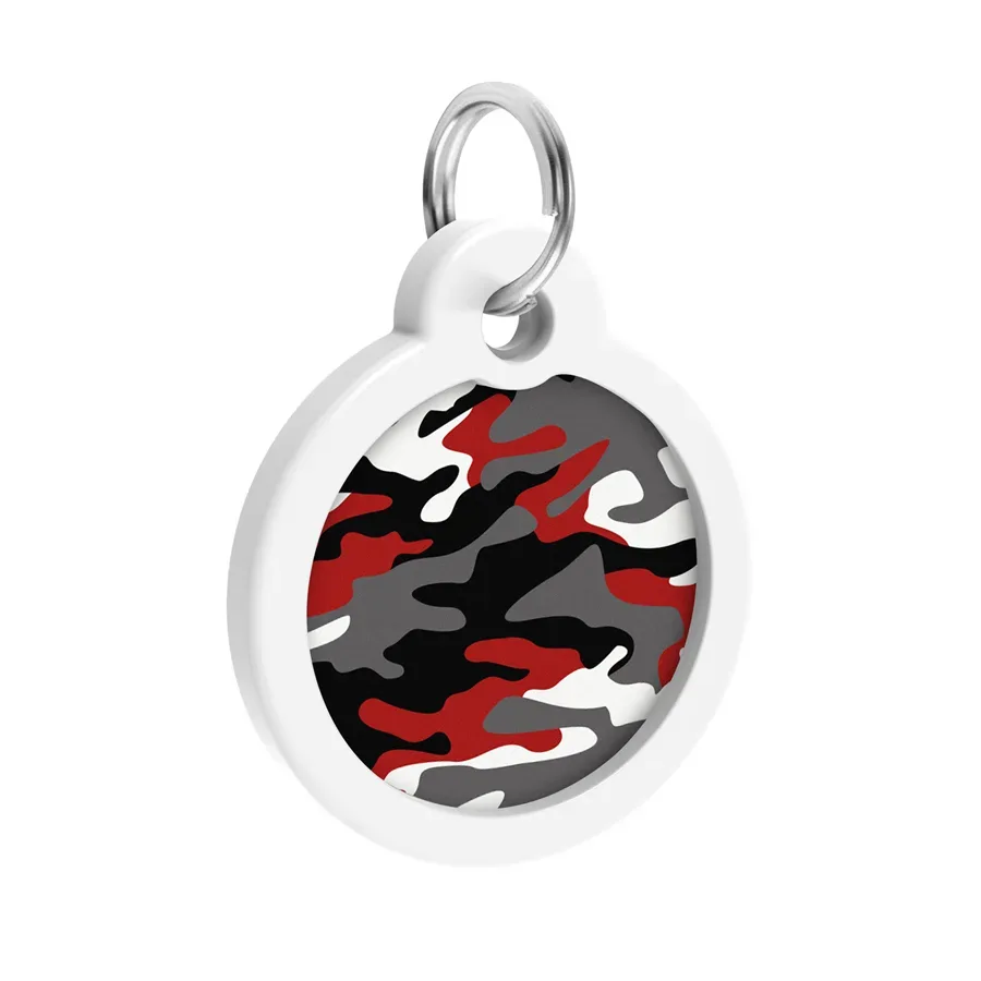 Адресник для собак и котов металлический, круг «Камо серый», L WAUDOG Smart ID Tag Grey Camo