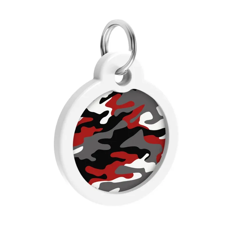 Адресник для собак и котов металлический, круг «Камо серый», L WAUDOG Smart ID Tag Grey Camo