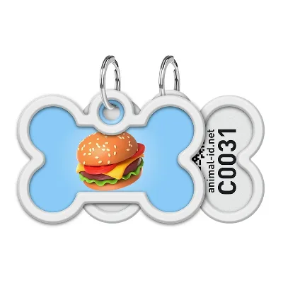 Адресник для собак і котів металевий, кістка «Гамбургер», M WAUDOG Smart ID Tag Hamburger