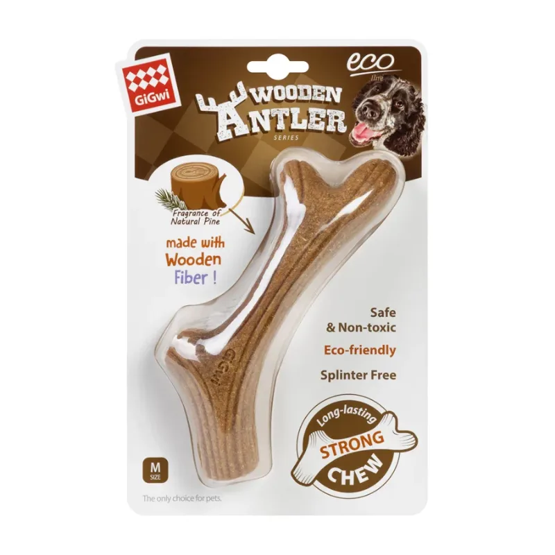 Игрушка для собак Рог жевательный, дерево, полимер, M GiGwi Wooden Antler Horn Toy