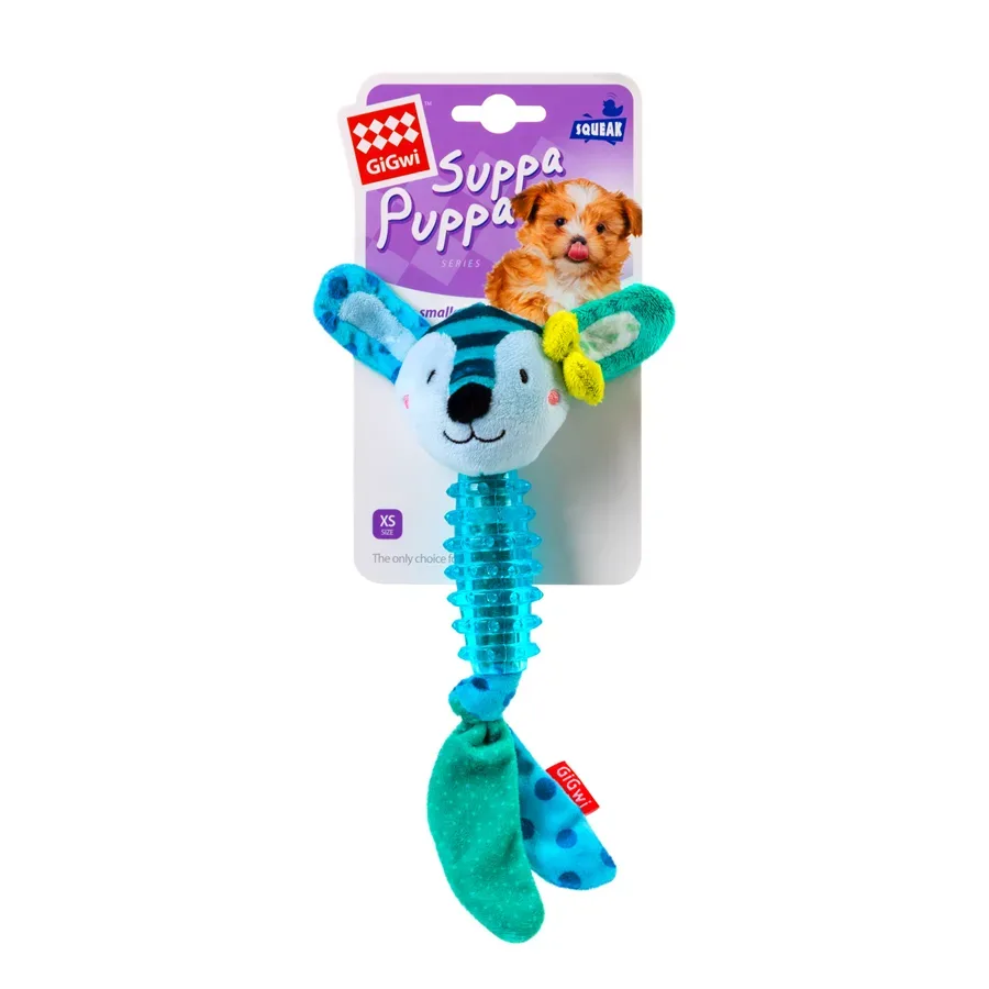 Игрушка для собак Заяц с пищалкой, текстиль, резина, 15 см GiGwi Suppa Puppa Hare Squeaky Toy