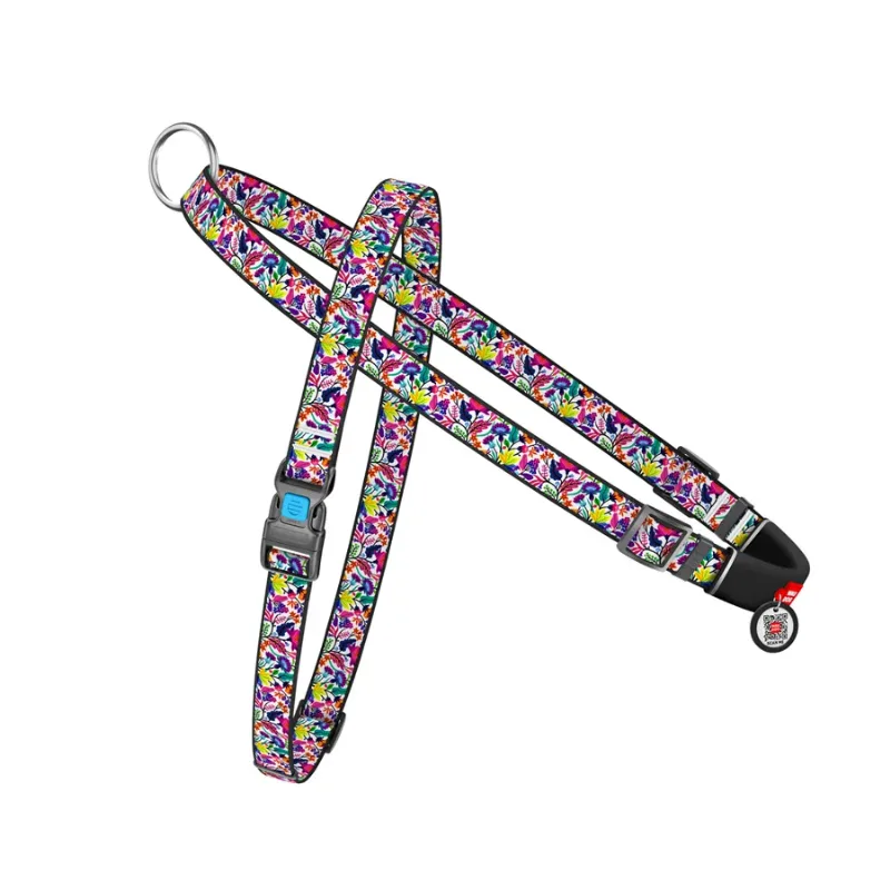 Шлея для собак швидкознімна «Чарівні квіти», L WAUDOG Nylon Harness Magic Flowers