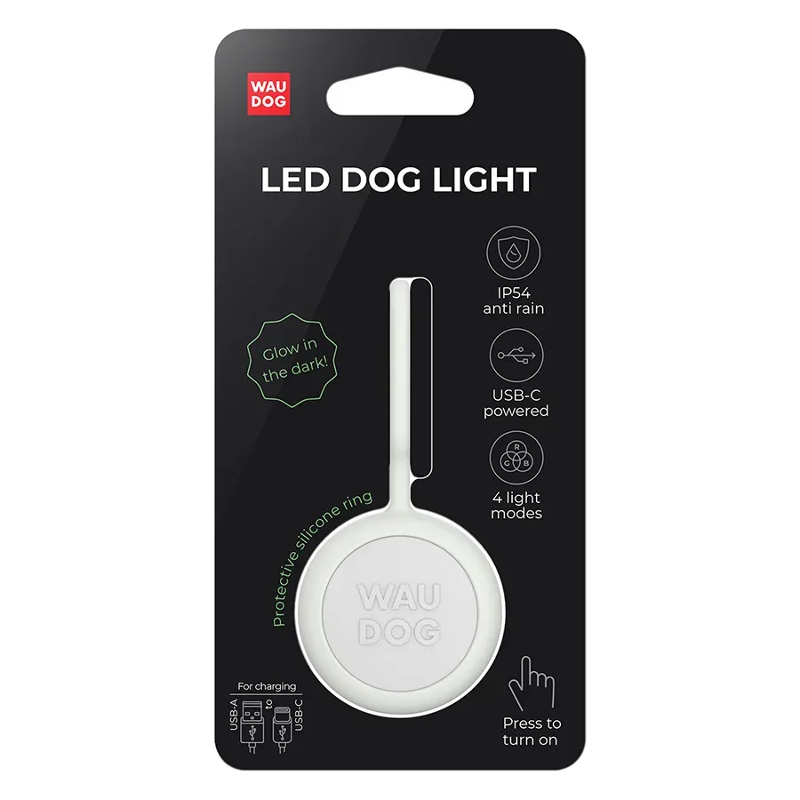 Ліхтарик для собак і котів, у силіконовому чохлі, що світиться, USB WAUDOG LED Light