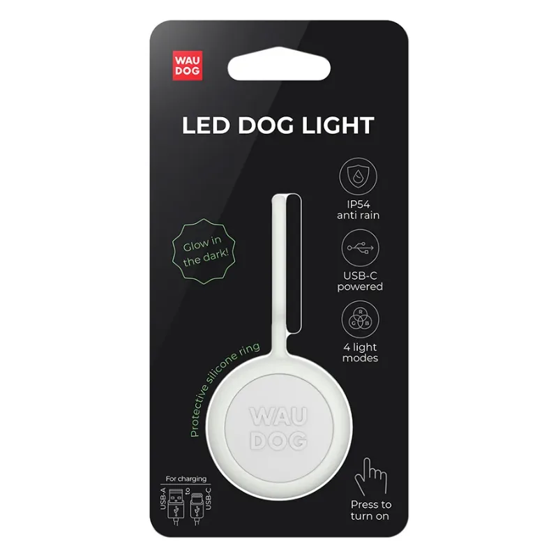 Ліхтарик для собак і котів, у силіконовому чохлі, що світиться, USB WAUDOG LED Light