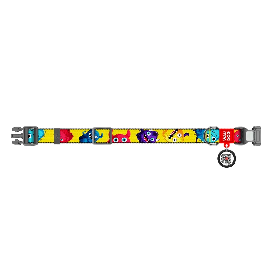 Нашийник для собак нейлоновий «Мохнаті монстри», L WAUDOG Nylon Collar Furry Monsters