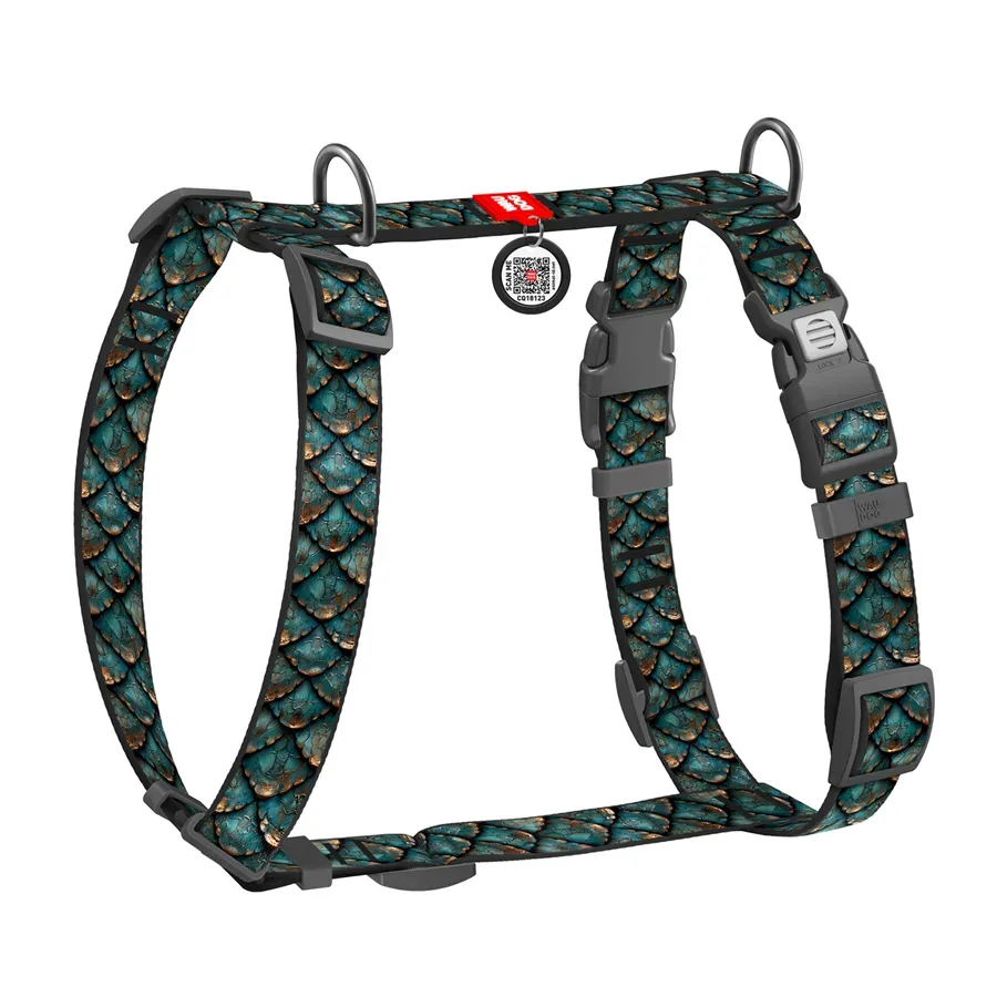 Шлея для собак анатомічна H-подібна «Луска», S WAUDOG Nylon Harness Scales