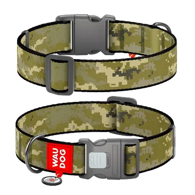 Ошейник для собак нейлоновый «Милитари», пластиковая пряжка, XXL WAUDOG Nylon Collar Military