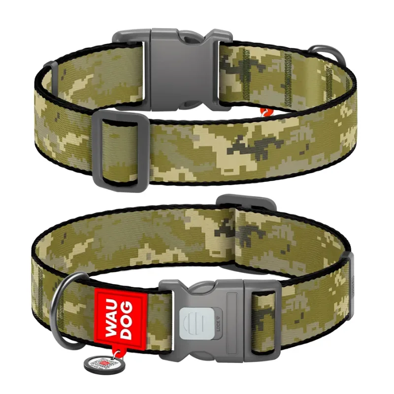 Нашийник для собак нейлоновий «Мілітарі», пластикова пряжка, XXL WAUDOG Nylon Collar Military