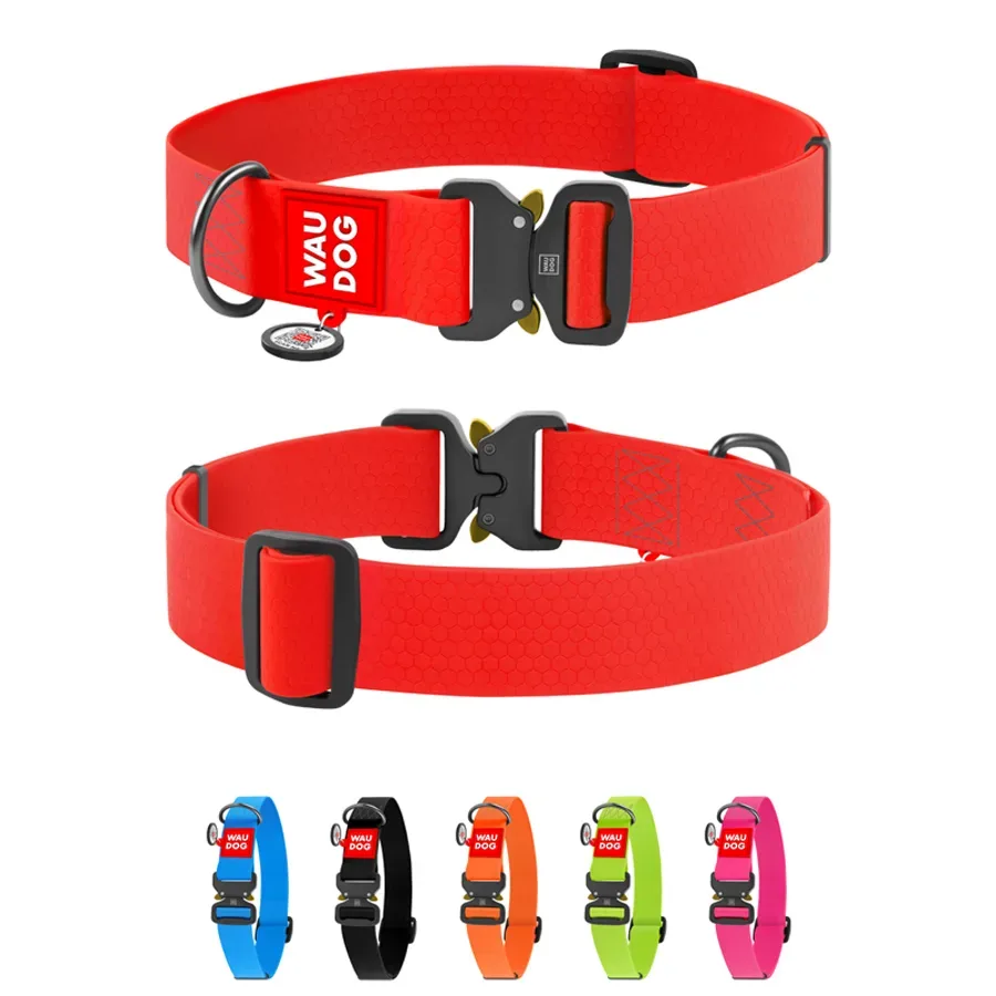 Нашийник для собак водостійкий, металева пряжка, XXL, червоний WAUDOG Waterproof Collar