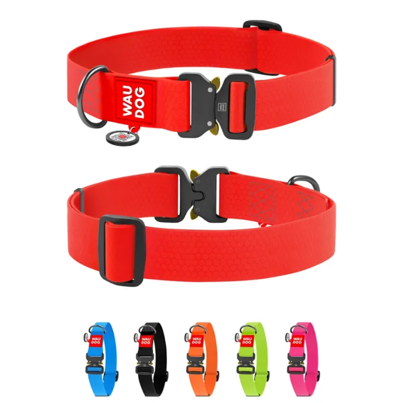 Нашийник для собак водостійкий, металева пряжка, XXL, червоний WAUDOG Waterproof Collar