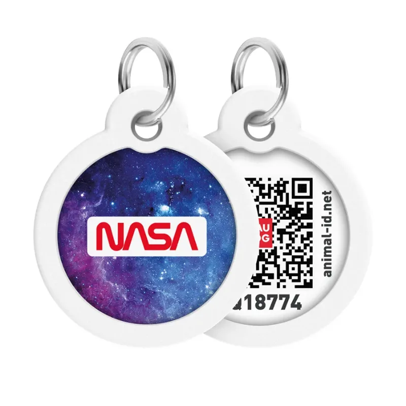 Адресник для собак і котів металевий, коло «NASA21», L WAUDOG Smart ID Tag NASA21